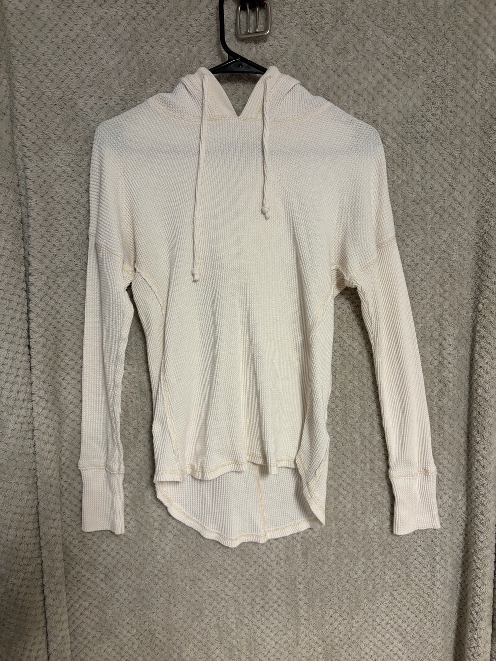 Abercrombie & Fitch Cream Waffle-Knit Hoodie